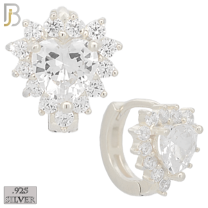 Heart Prong Multi Zircon Design Huggie Hoops