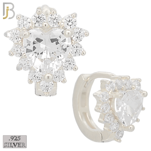 Heart Prong Multi Zircon Design Huggie Hoops