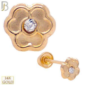 14k Yellow Gold Screw Back 4mm Flower
