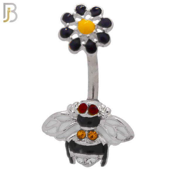 Bee Design with Flower Tail Banana Belly Navel Ring