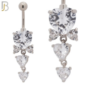 Dangling Heart Prong Design Belly Ring