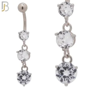Three Round Zircon Dangling Belly Ring