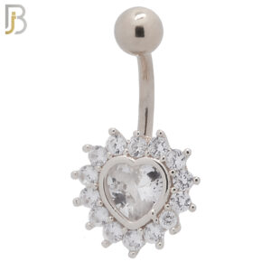 tainless Heart Shaped CZ Center