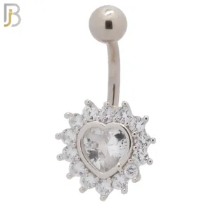 tainless Heart Shaped CZ Center