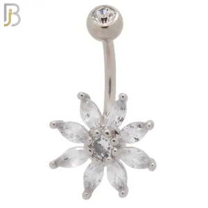 Eight Petal Flower Banana Belly Navel Ring