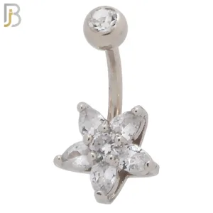 Five Petal CZ Star Shaped Flower Belly Ring