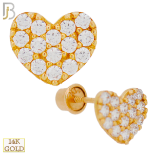 Gold Heart with Multi CZ Stud Earrings