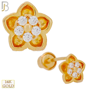 Solid Gold Flower with Multi CZ Screw