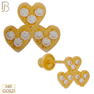 14k Solid Gold Three Hearts Triangle