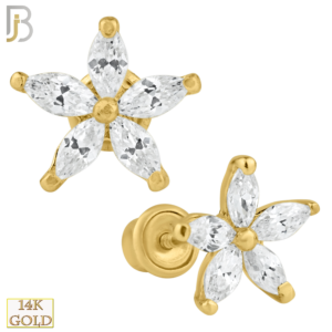 14k Solid Gold 5 Petal Flower