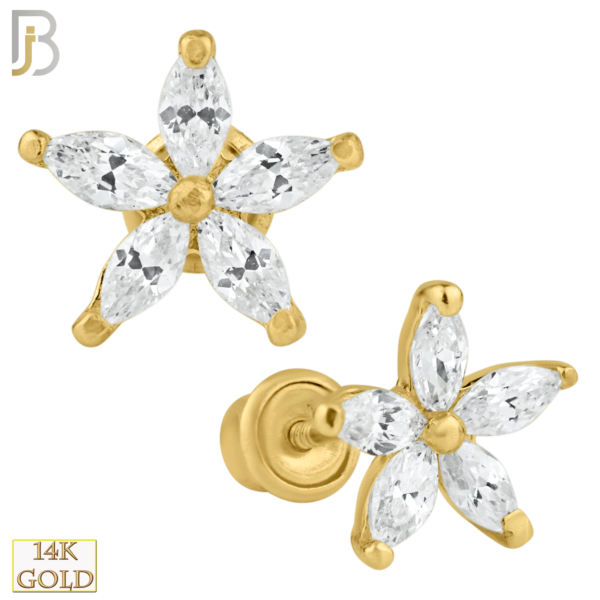 14k Solid Gold 5 Petal Flower