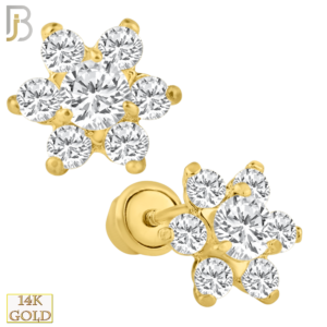 14k Solid Gold 6 Petal Flower