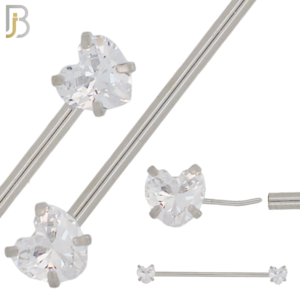316L Surgical Steel Heart Shaped Zircon