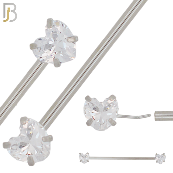 316L Surgical Steel Heart Shaped Zircon