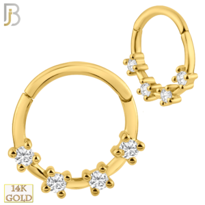 14K Solid Gold Four Zircon