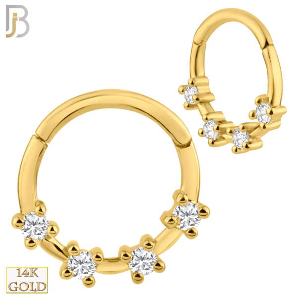 14K Solid Gold Four Zircon