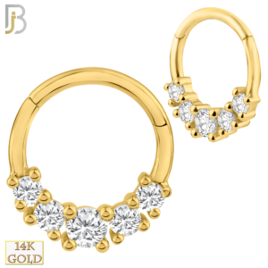 14K Solid Gold Hinged Hoops with Multi Zircon