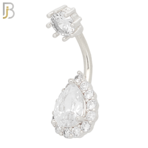 Steel Pear Shaped Zircon Banana Belly Ring