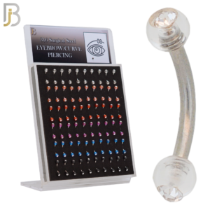 Acrylic Ball with Zircon Curved Barbell External Threaded