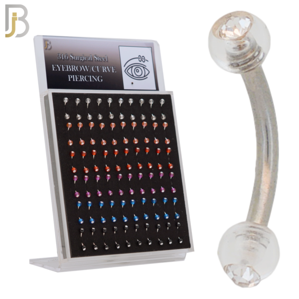 Acrylic Ball with Zircon Curved Barbell External Threaded
