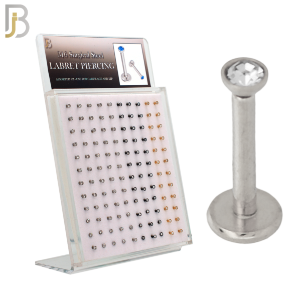 Bezel Glued Clear Zircon Labret