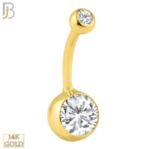 14k Solid Gold Double Gem Bezel Zircon