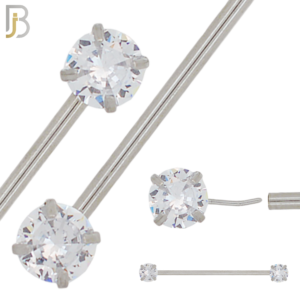 316L Surgical Steel Round Zircon Threadless