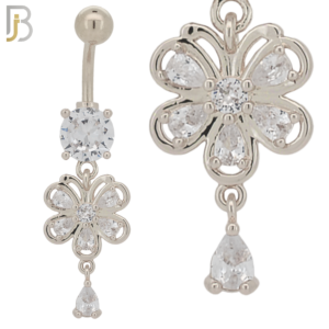Round Zircon with Dangling Flower with Pear