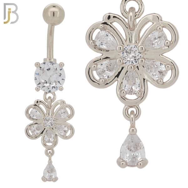 Round Zircon with Dangling Flower with Pear