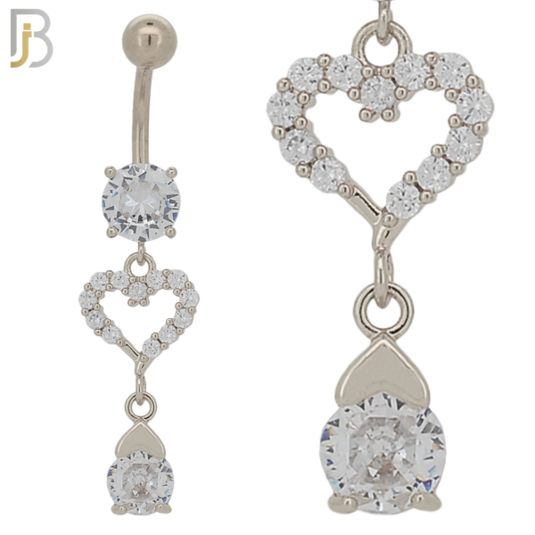 Dangling Heart with Zircon Belly Ring