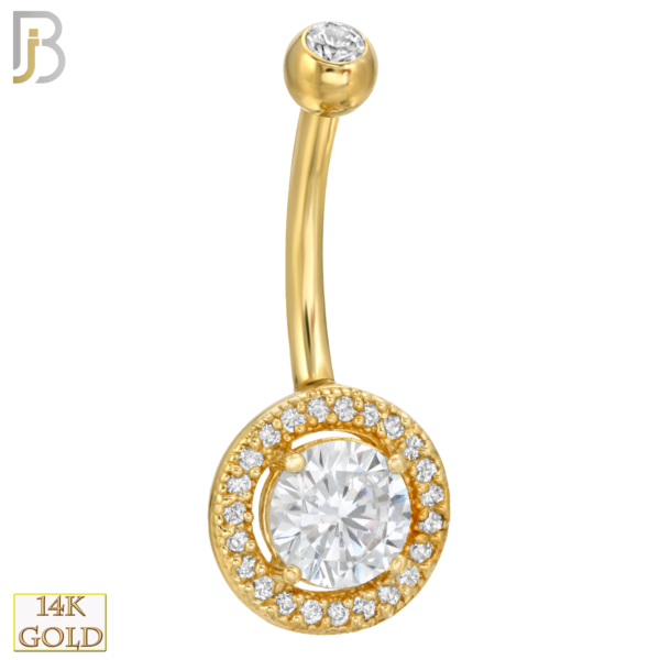 14-NB11YC10 14-NB11 – 14k Solid Gold Banana Belly Ring with Round CZ Design