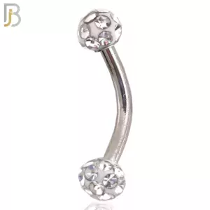 Surgical Steel Curved Barbell Coated Multi Zircon