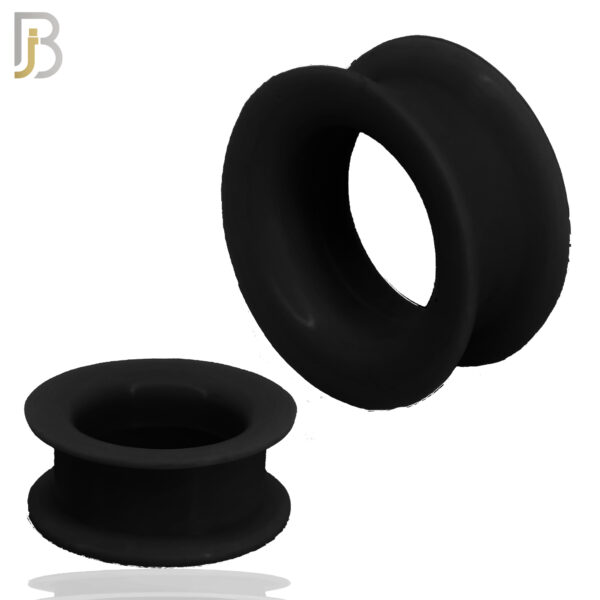Black Color Hard Silicone Double Flare Plugs Pair