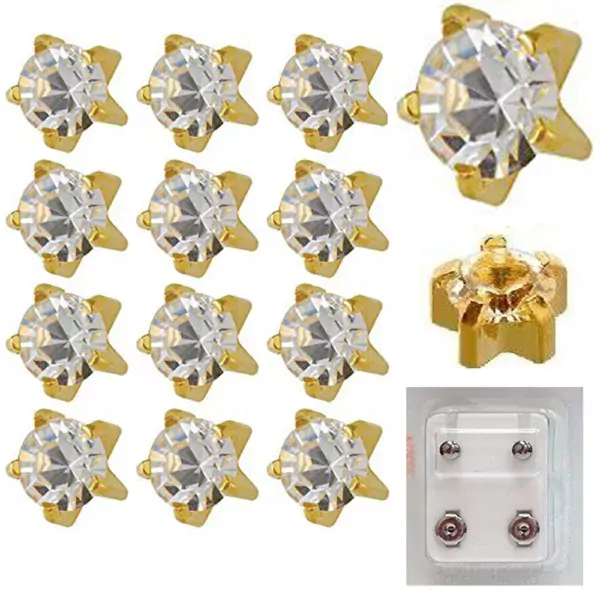 104Y - April Birthstar Yellow Gold Color Caflon Ear Stud Pack of 12