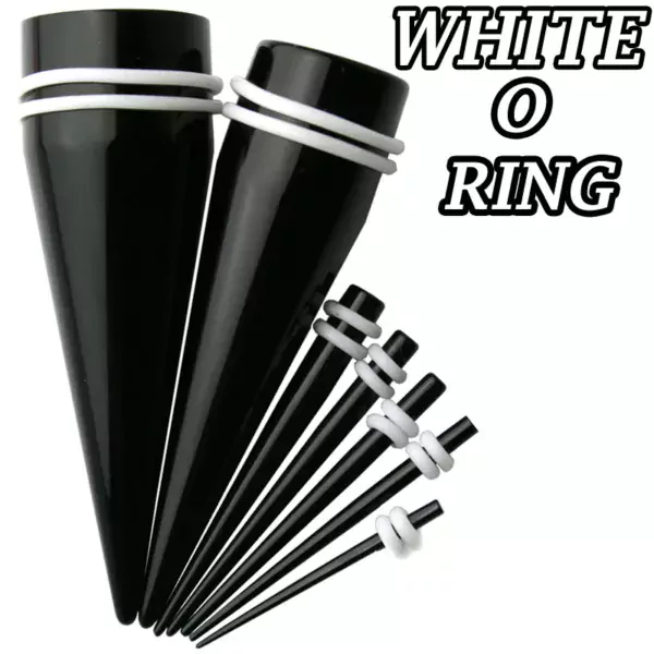 EX1KW - Black Color Acrylic White Oring Expander Sold as Pair