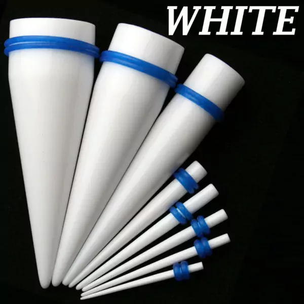 EX1WB - White Color Blue O-ring Acrylic Expander Sold as Pair