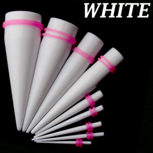 EX1WP - White Color Pink O-ring Acrylic Expander Sold as Pair