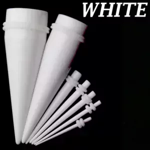 EX1WW - White Color White O-ring Acrylic Expander Sold as Pair