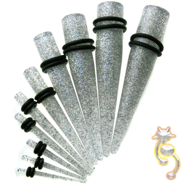EX2 - (CLOSEOUT) Acrylic Glitter Expander/Taper Oring Sold as Pair