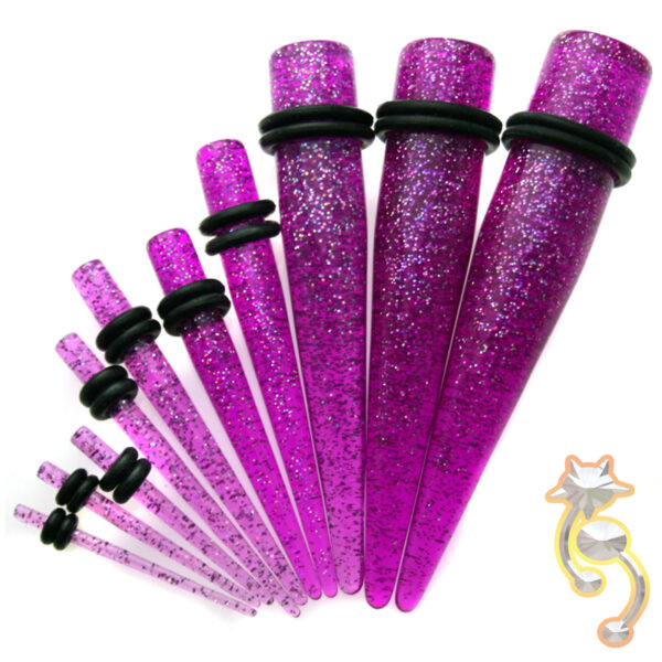 EX2 - (CLOSEOUT) Acrylic Glitter Expander/Taper Oring Sold as Pair