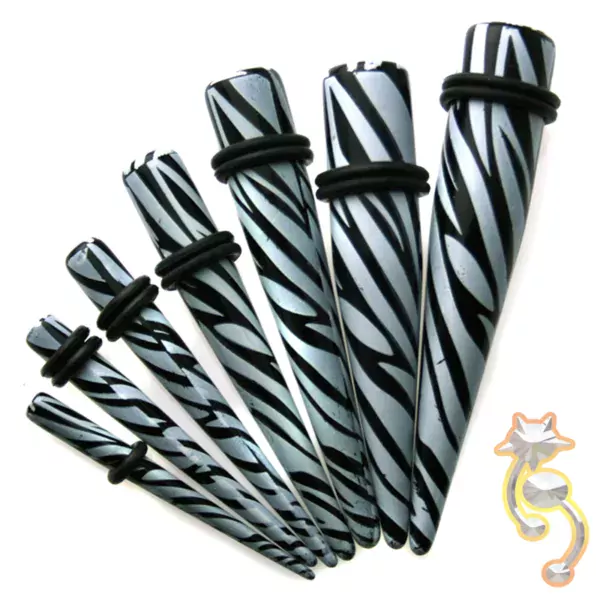 EX5 - (CLOSEOUT) Acrylic Zebra Print Expander/Taper Oring Sold as Pair