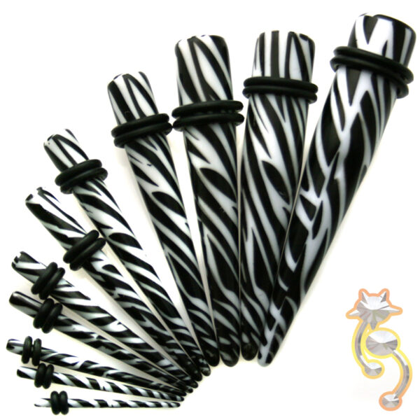 EX5 - (CLOSEOUT) Acrylic Zebra Print Expander/Taper Oring Sold as Pair