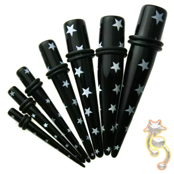 EX6 - (CLOSEOUT) Acrylic Star Print Expander/Taper Oring Sold as Pair
