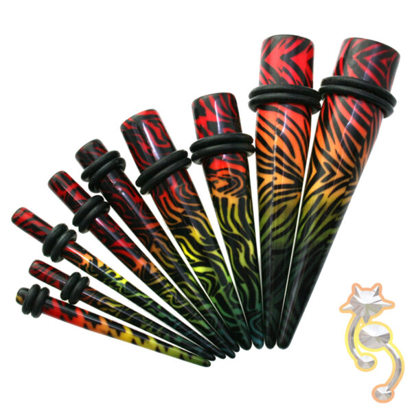EX9 - (CLOSEOUT) Acrylic Rasta Print Expander/Taper Oring Sold as Pair