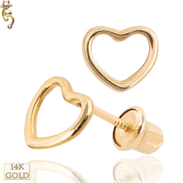 14-ES25 - 14k Gold Screw Back Earrings 5x6mm Hollow Heart Pair