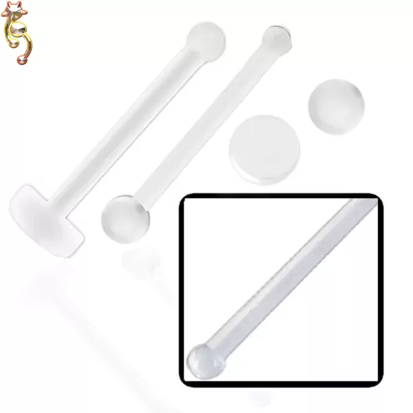 PK-NR09 - Clear Acrylic Nose Bone Piercing Retainer Pack of 120