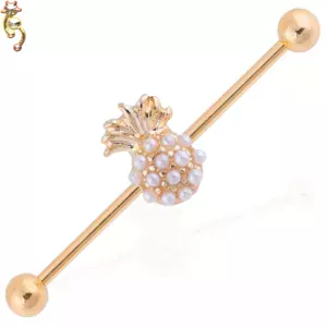 BB15 - 316L Surgical Steel Pineapple  Pearl Design Barbell Industrial