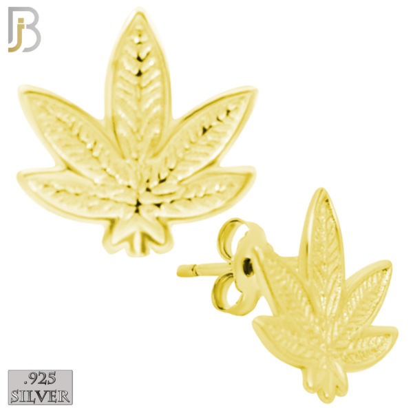 925 Sterling Silver Marijuana Leaf Design Earring Stud