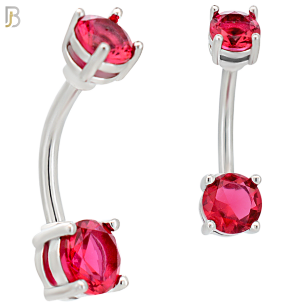 316L Stainless Steel Plated Round Prong Setting Zircon Banana Belly Navel Ring