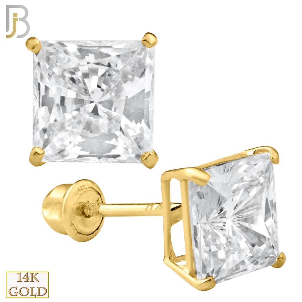 14k Yellow Gold Screw Back Stud Earrings Casting Prong Setting with
